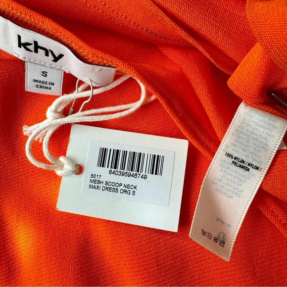 RARE NWT KHY BY KYLIE JENNER Mesh Scoop Neck Maxi Dress Orange Size S - Picture 5 of 10